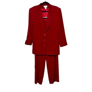 Vintage Rena Rowan Power Dressing Wool Pantsuit Womens Size 16 Corporate Chic